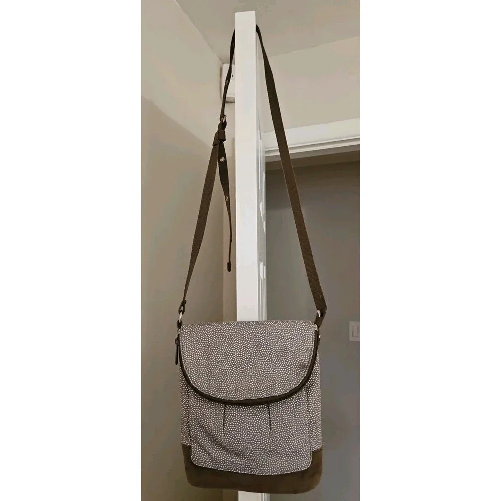 Thirty One Organista Crossbody Bag Grey Pin Dots